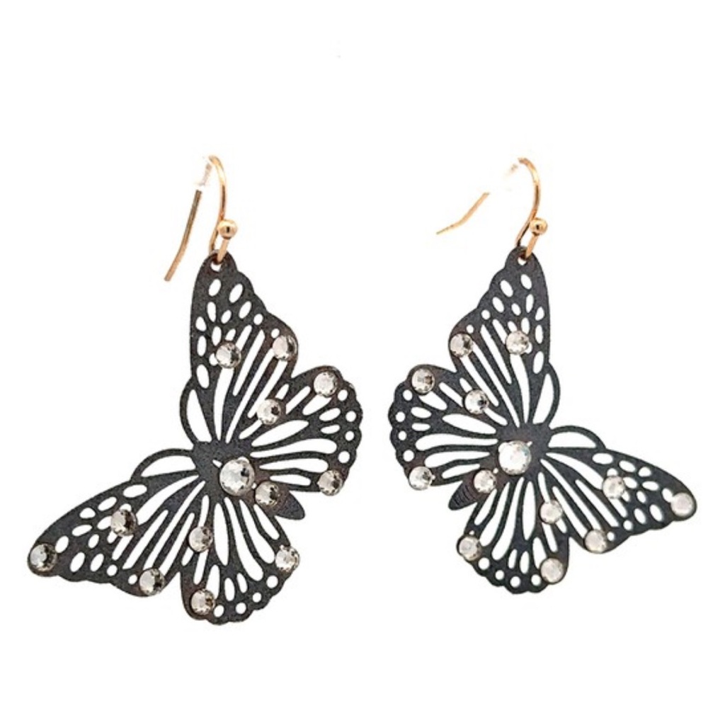 NWT! Sale 🎉 Gray Rhinestone Metal
Lightweight Butterfly Fish Hook Earrings - Picture 3 of 6